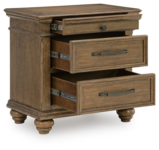 Karallin - Three Drawer Night Stand - Medium Brown