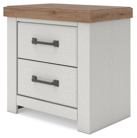 Savonport - Two Drawer Night Stand - White / Brown