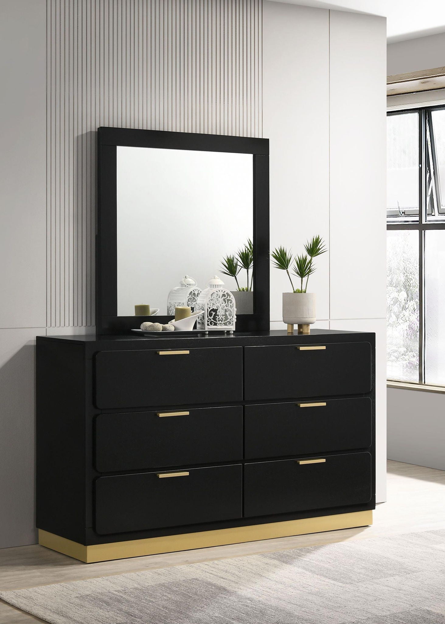 Caraway 6-drawer Dresser with Mirror Black – Lancaster's Furniture to Go