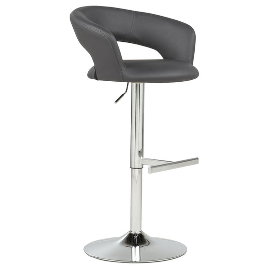 Travia Adjustable Leatherette Swivel Bar Stool Grey and Chrome