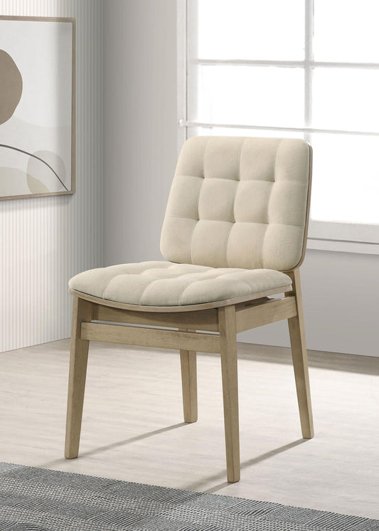 Redbridge Upholstered Side Chair Cream and Natural Oak (Set of 2)