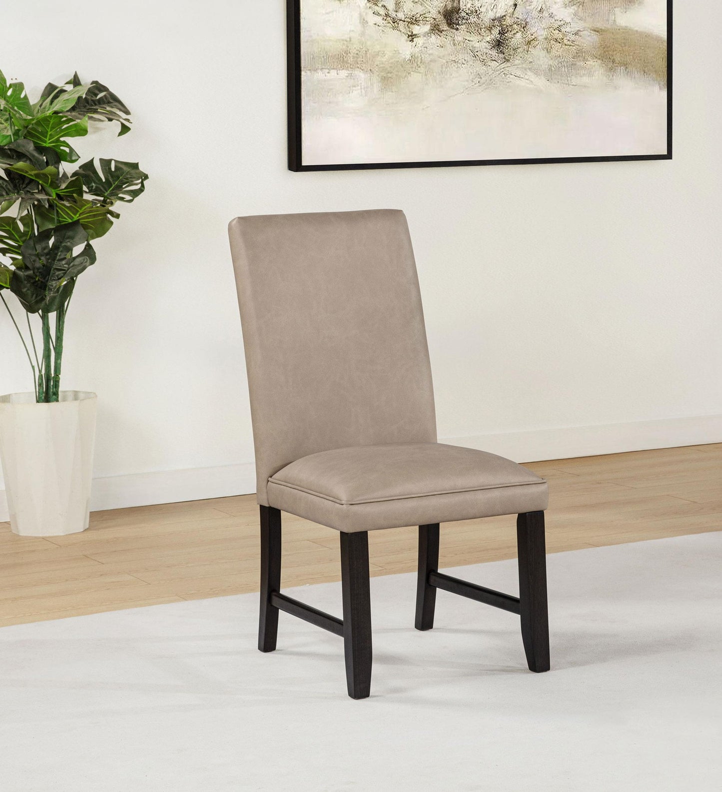 Averill Faux Leatherette Upholstered Dining Side Chair Tan (Set of 2)
