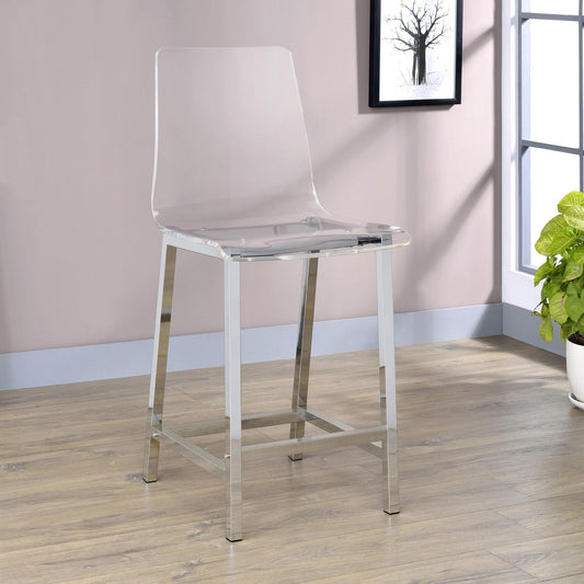 Juelia Clear Acrylic Counter Chair Chrome (Set of 2)