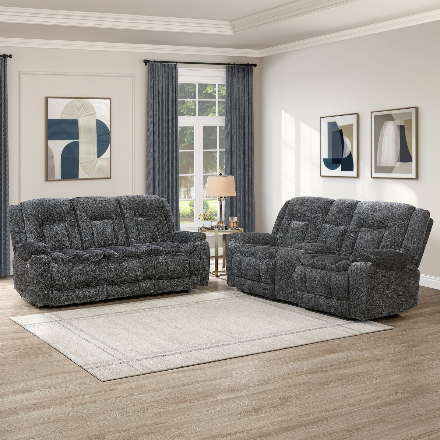 Stanwick - 2 Piece Power P1 Sofa/Loveseat - Gray