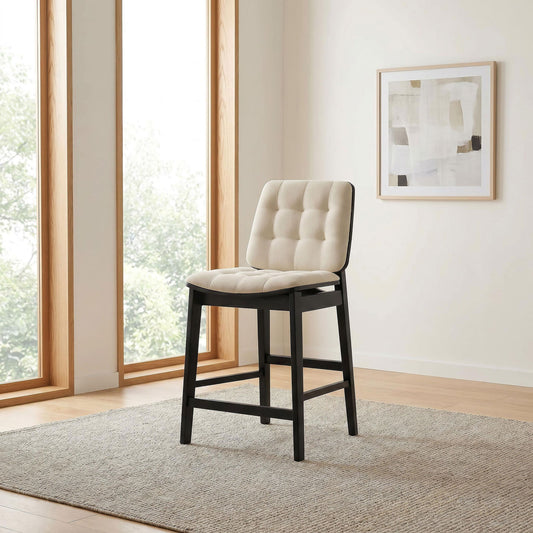 Redbridge Upholstered Counter Chair Cream and Black (Set of 2)