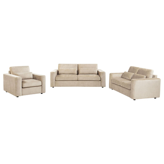 Amador 3-piece Chenille Upholstered Track Arm Sofa Set Camel