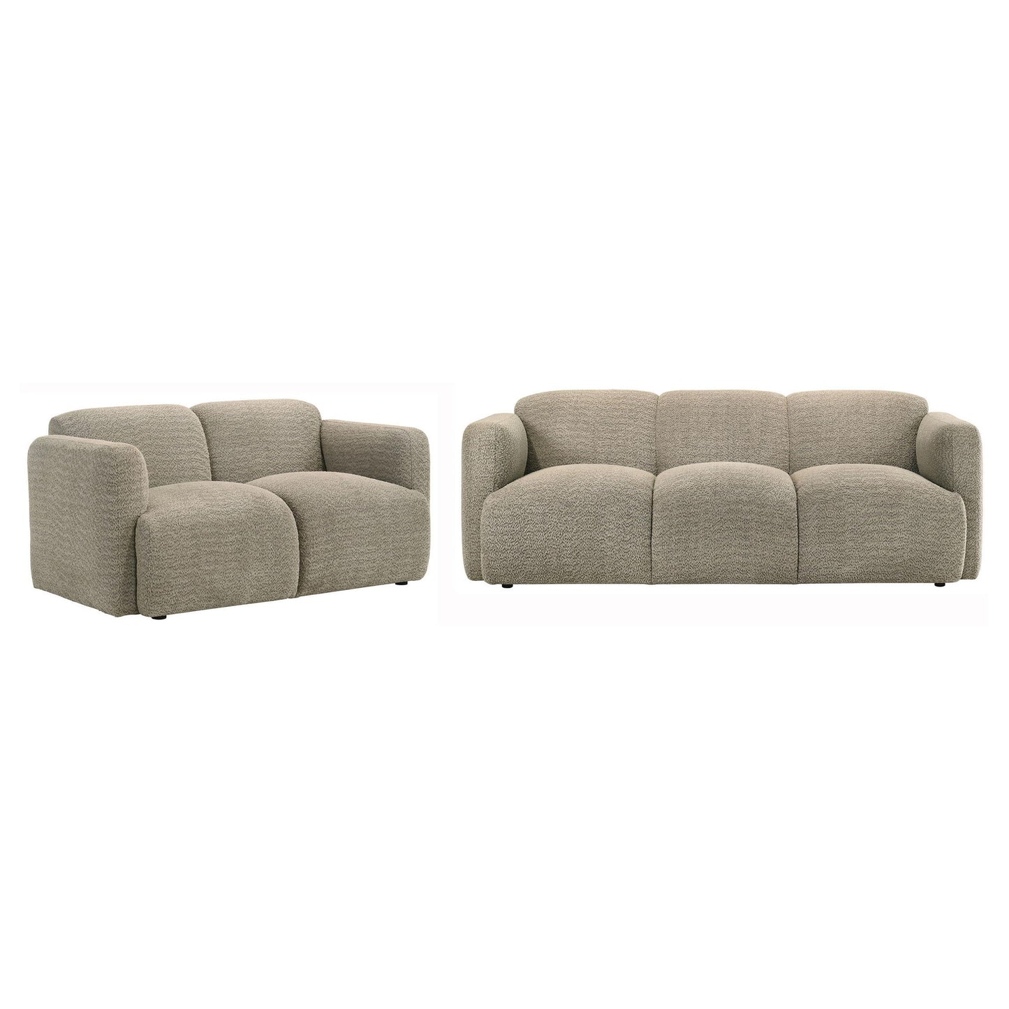 Dorset 2-piece Upholstered Round Track Arm Sofa Set Brown