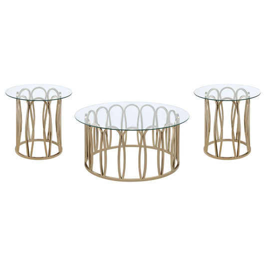 Monett 3-piece Coffee and End Table Set Chocolate Chrome