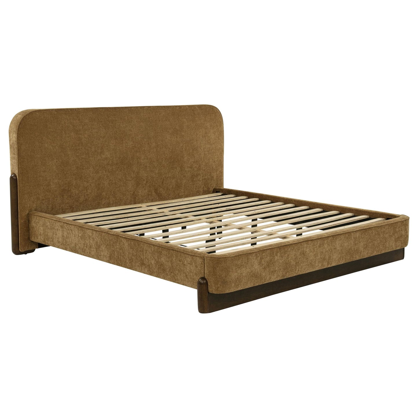 Baldacci Upholstered Eastern King Platform Bed Curry and Walnut