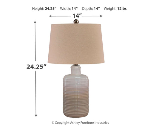 Marnina - Ceramic Table Lamp (Set of 2) - Taupe