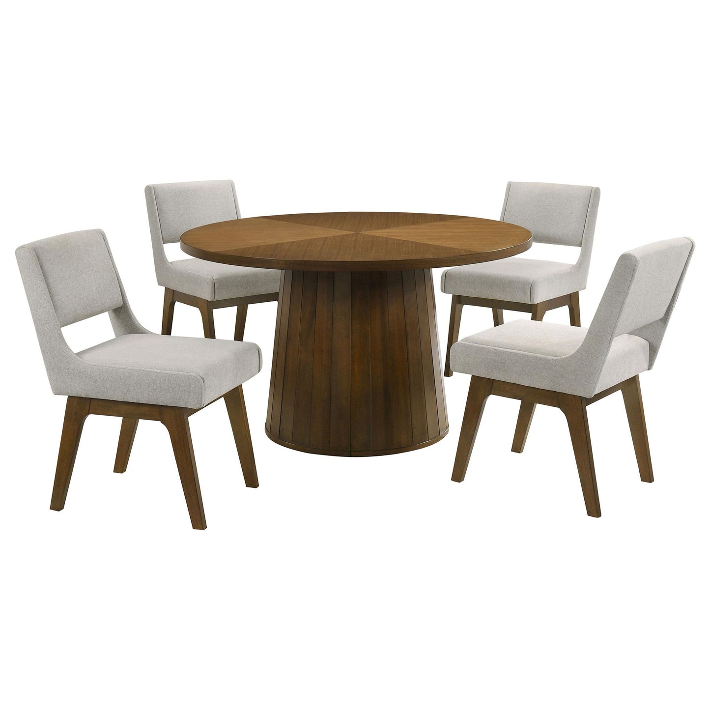 Galindo 5-piece 52-inch Round Dining Set Light Grey and Walnut
