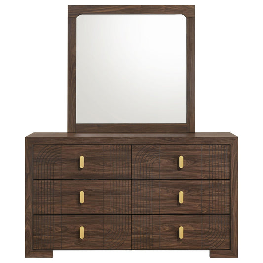 Etienne 6-drawer Dresser with Mirror Walnut