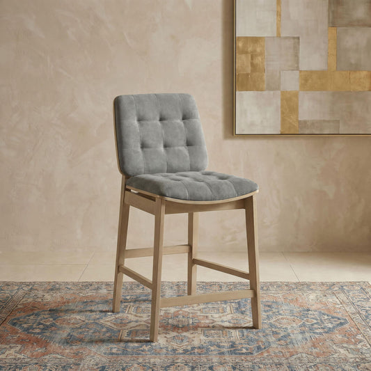 Redbridge Upholstered Counter Chair Grey and Natural Oak (Set of 2)