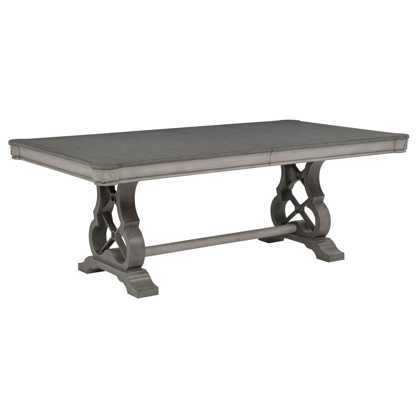 Cresswell 104-inch Double Pedestal Extension Dining Table Weathered Taupe