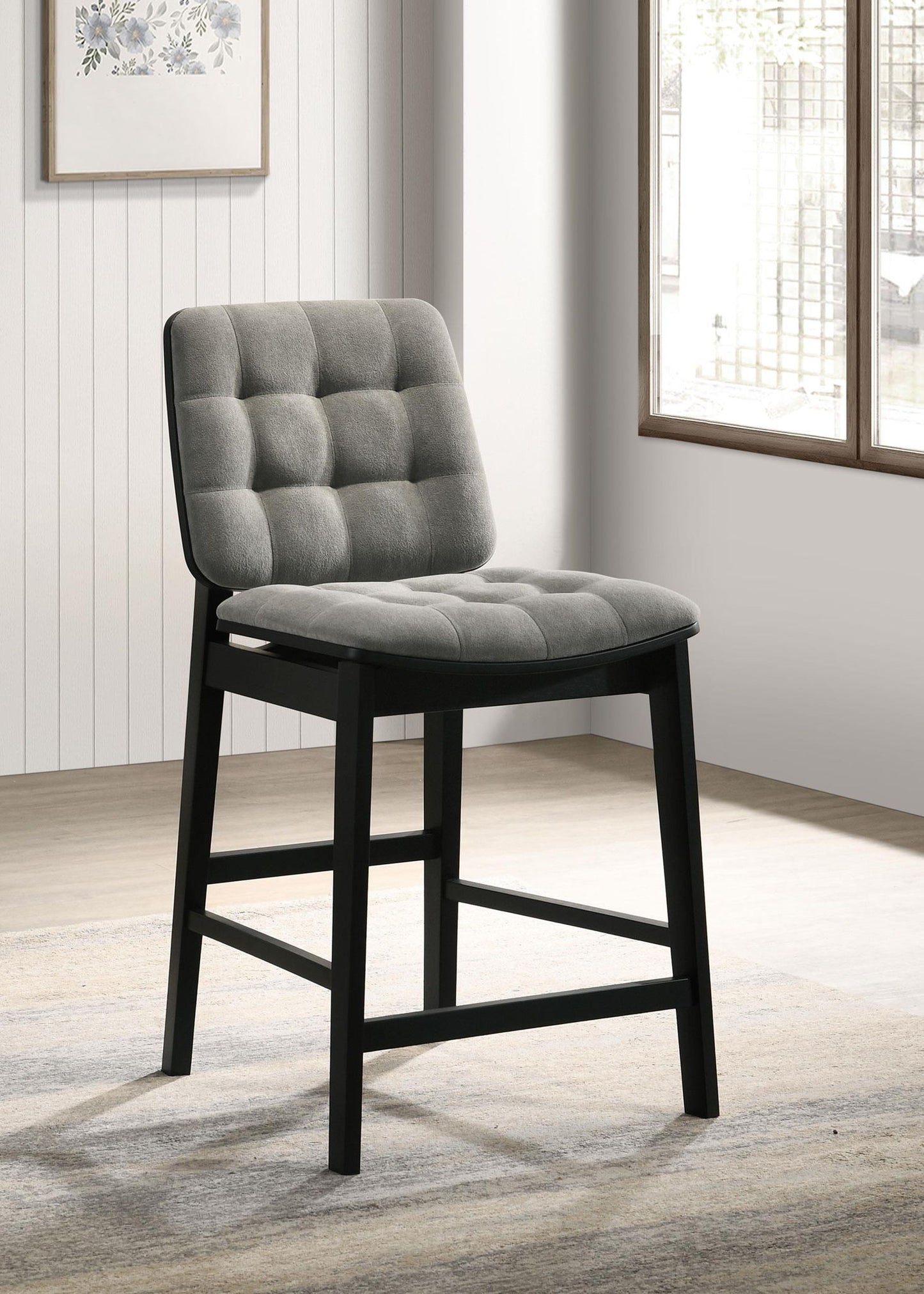 Redbridge Upholstered Counter Chair Grey and Black (Set of 2)
