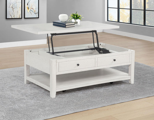 Payne 48-inch Mobile Lift Top Coffee Table Distressed White
