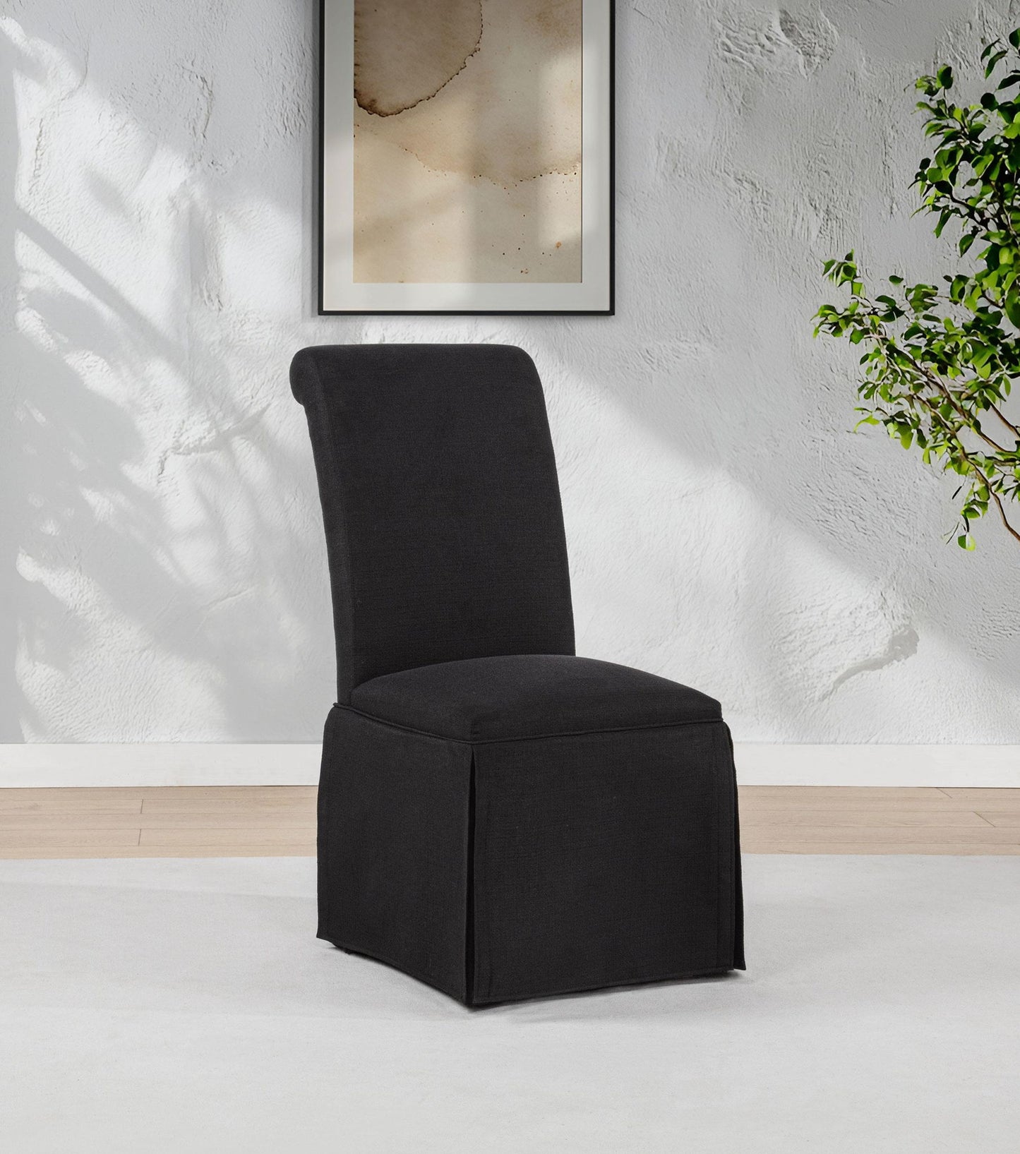 Shawna Upholstered Skirted Side Chair Black (Set of 2)
