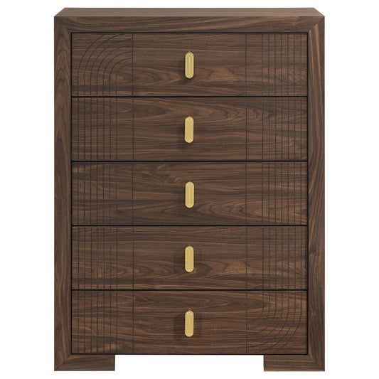 Etienne 5-drawer Bedroom Chest of Drawers Walnut