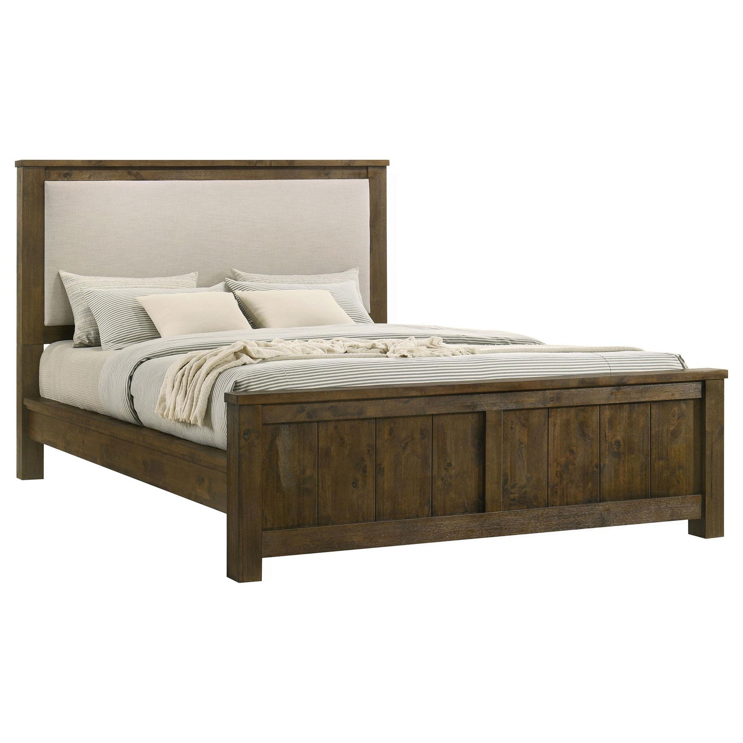 Doherty California King Linen Panel Bed Rustic Brown