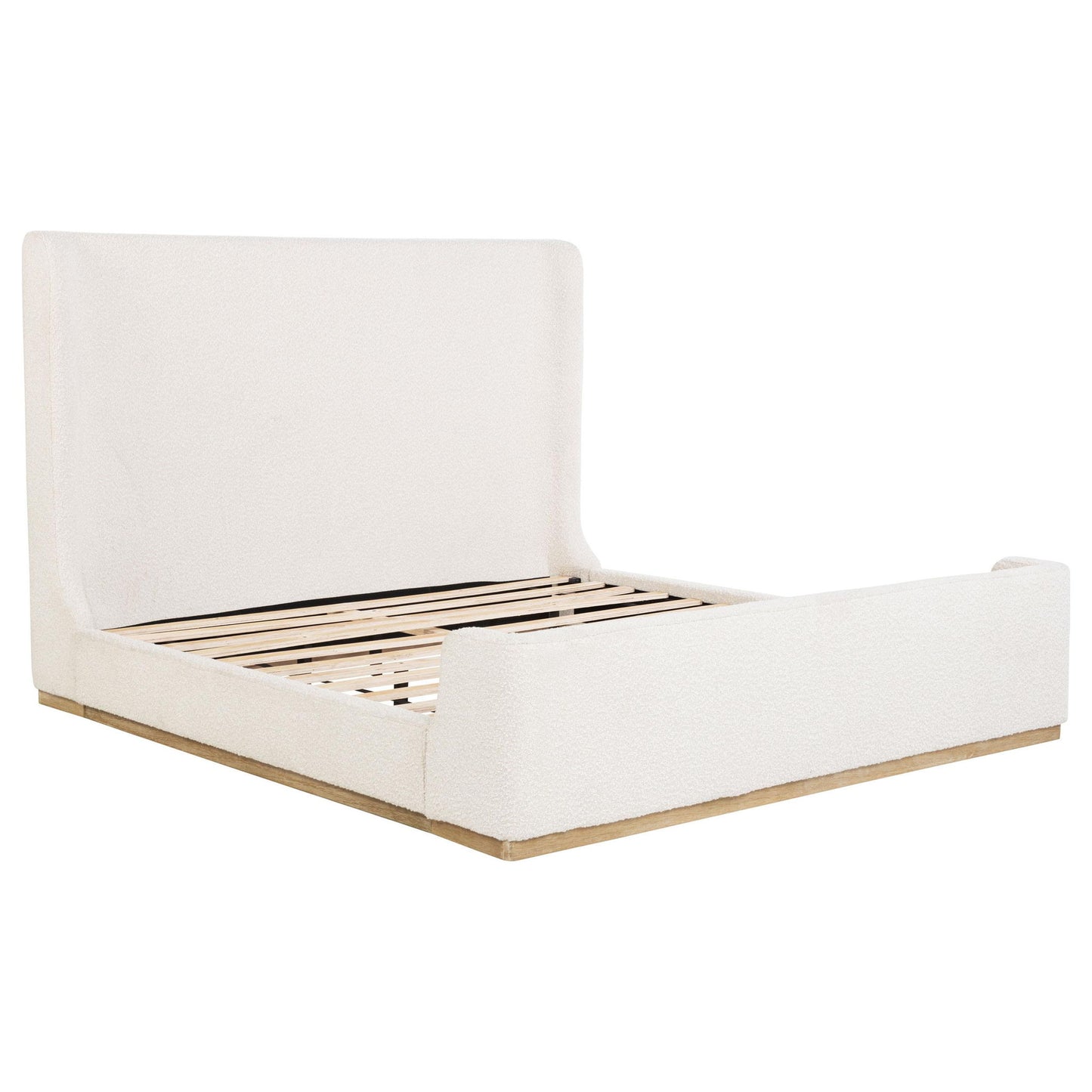 Nala Eastern King Bouclé Upholstered Platform Bed Cream