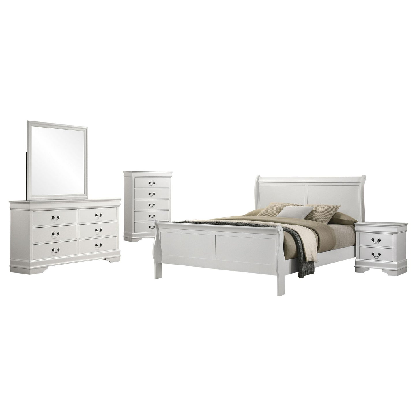 Louis Philippe 5-piece Full Bedroom Set White