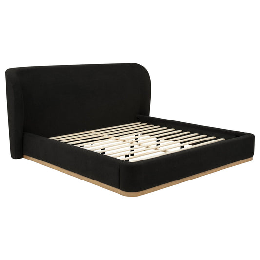Blaire Upholstered Eastern King Wingback Platform Bed Black