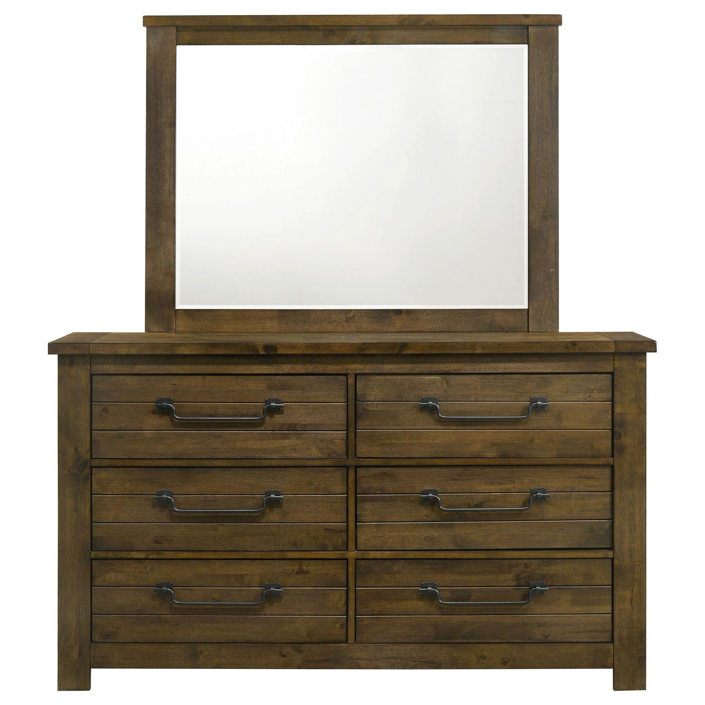 Doherty 6-drawer Dresser with Mirror Rustic Brown