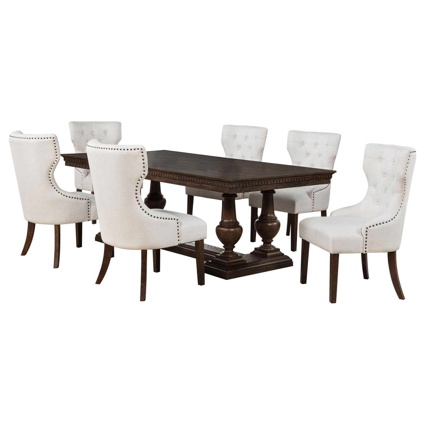 Ridgewell 7-piece Rectangular Trestle Dining Set Dark Oak