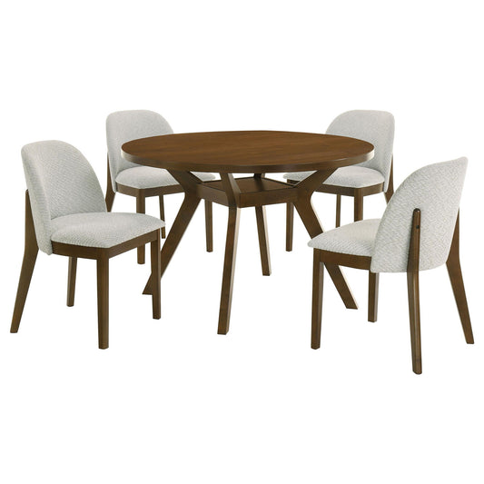 Mueller 5-piece 48-inch Round Dining Set Brown and Beige