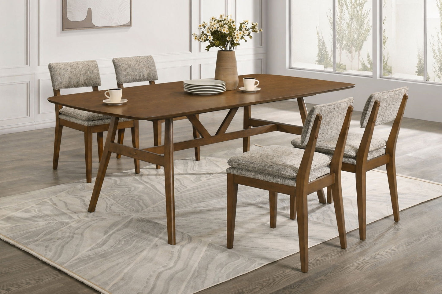 Miller - 5 Piece Set (78" Dining Table With 4 Side Chairs) - Walnut / Gray