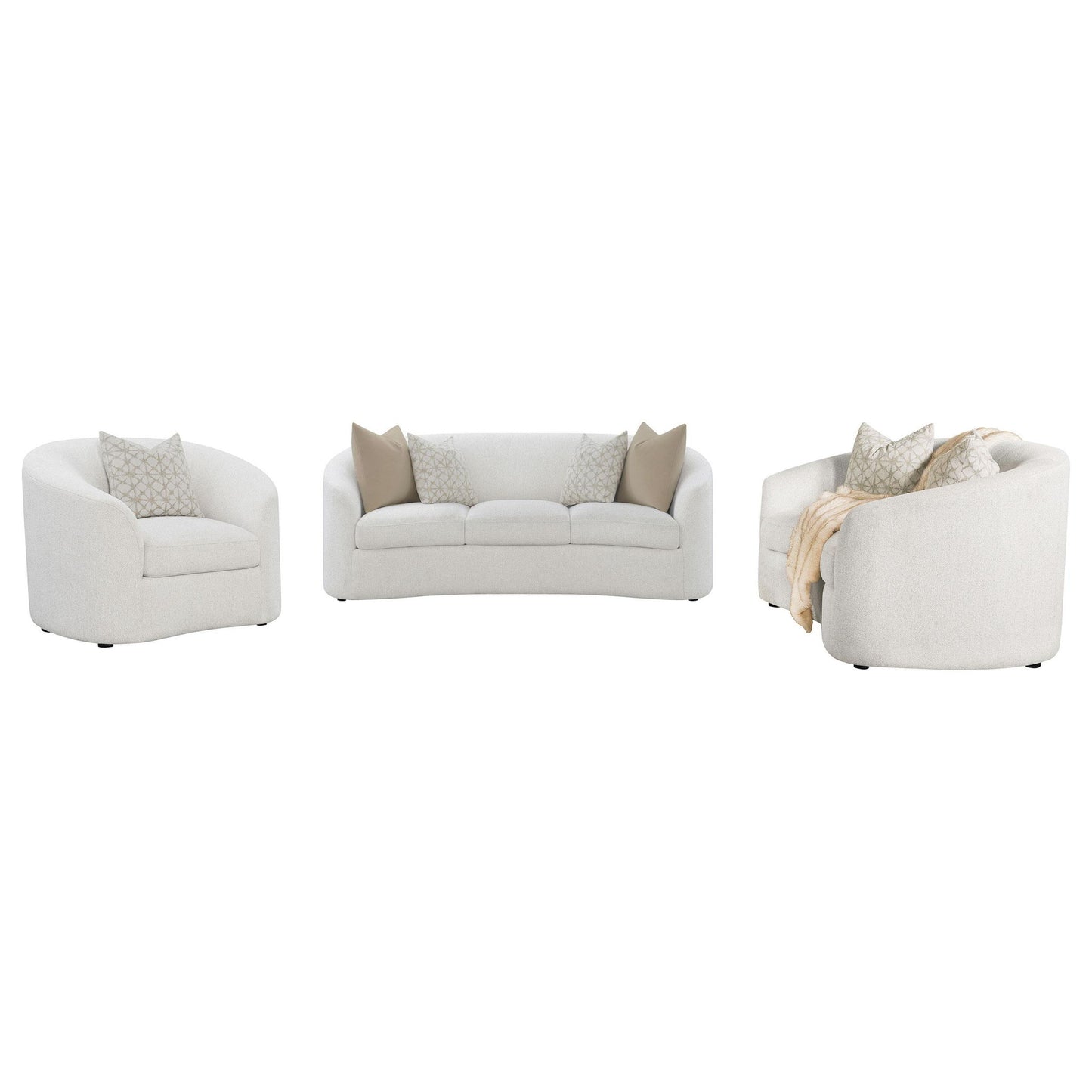 Rainn 3-piece Boucle Upholstered Sloped Arm Sofa Set Latte