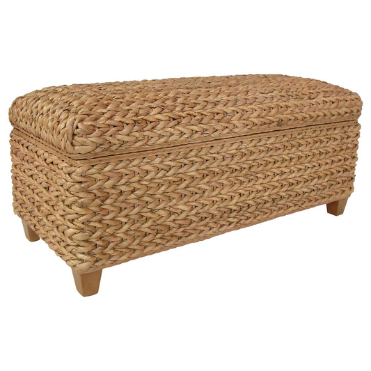 Laughton Hand-Woven Banana Leaf Storage Bench Natural