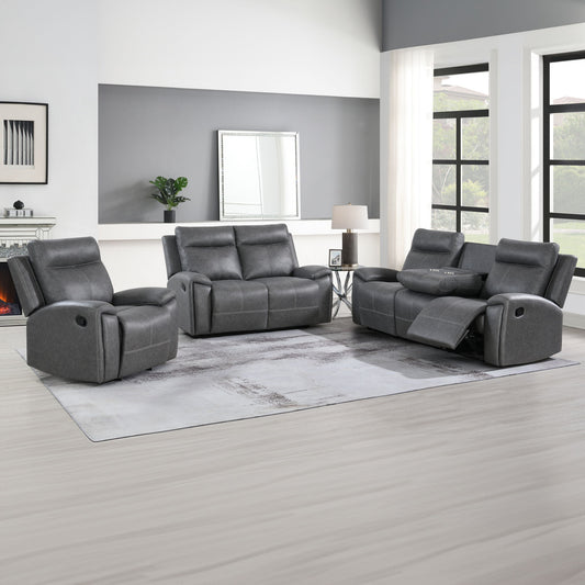 Gaston - 3 Piece Manual Reclining Set - Gray