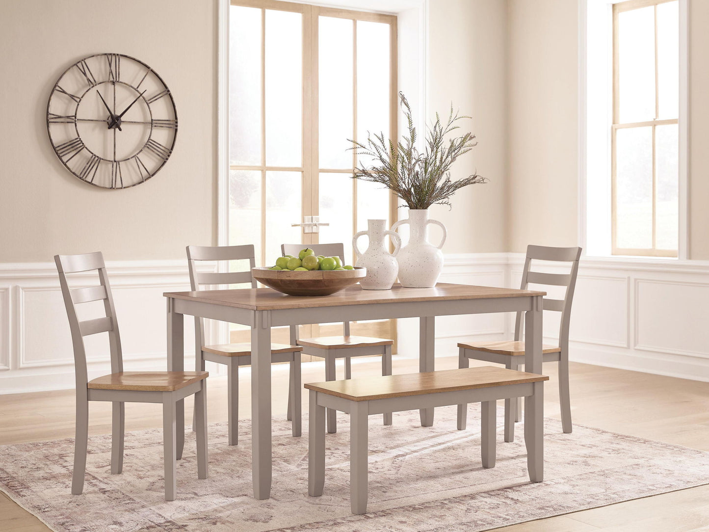 Harperfeld - Dining Room Table Set (Set of 6) - Natural / Gray