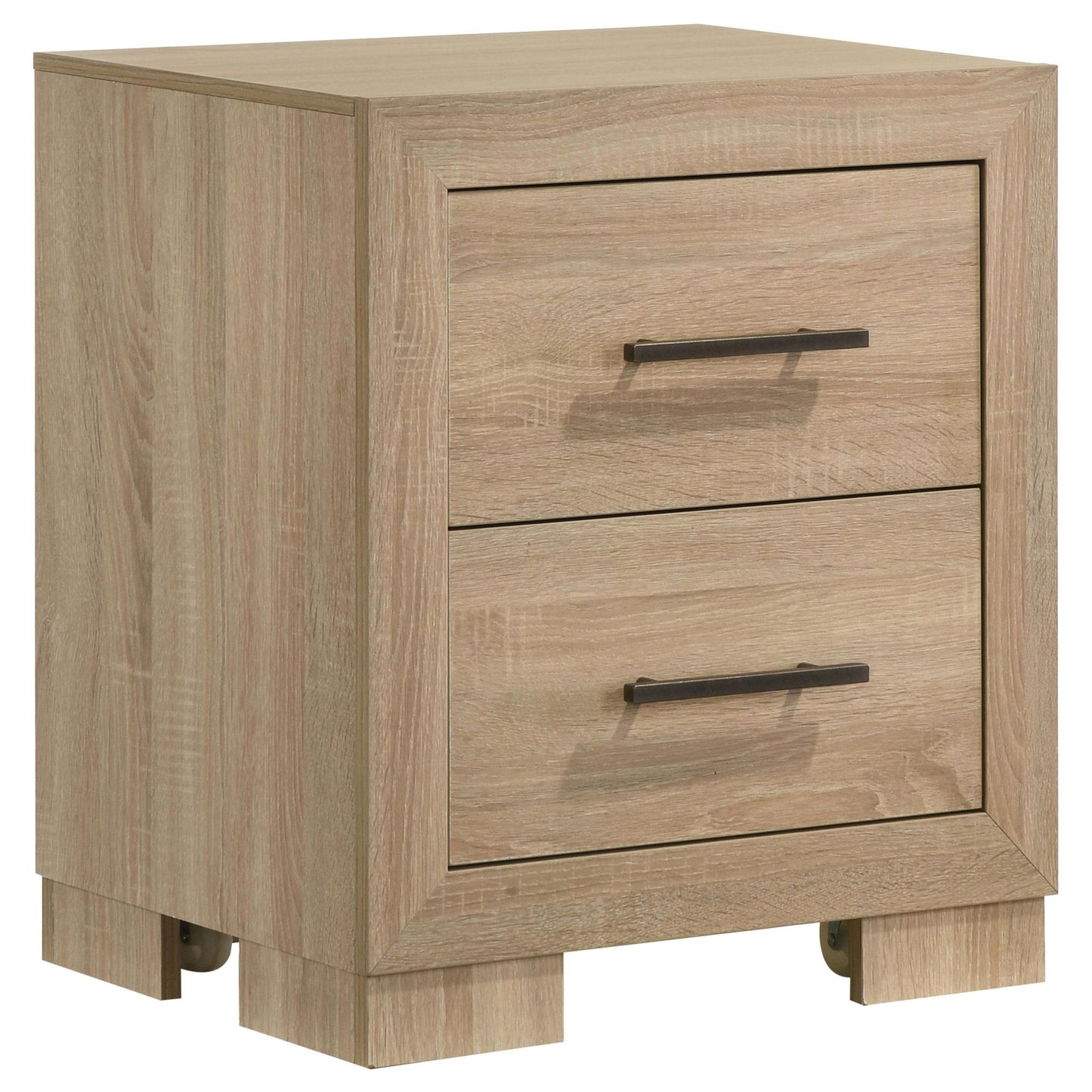 Arielle 2-drawer Bedroom Nightstand with Casters Light Oak