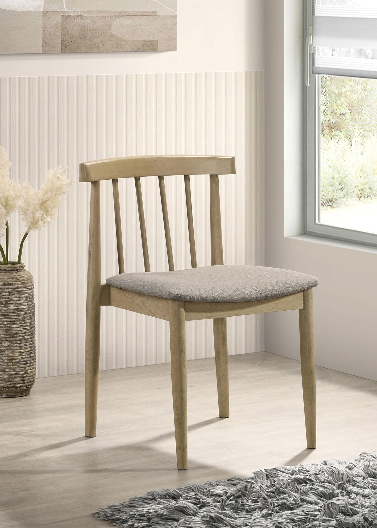 Cullen Dining Side Chair Upholstered Seat Natural Oak (Set of 2)