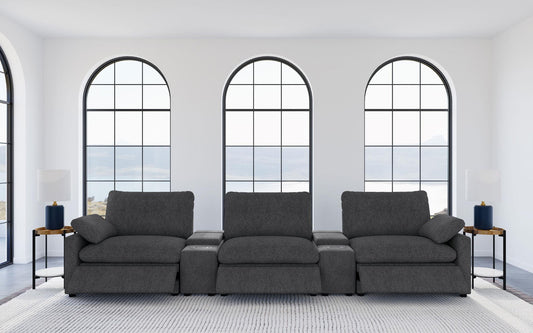 Collins 5-Piece Power Reclining Home Theater Seating Dark Grey