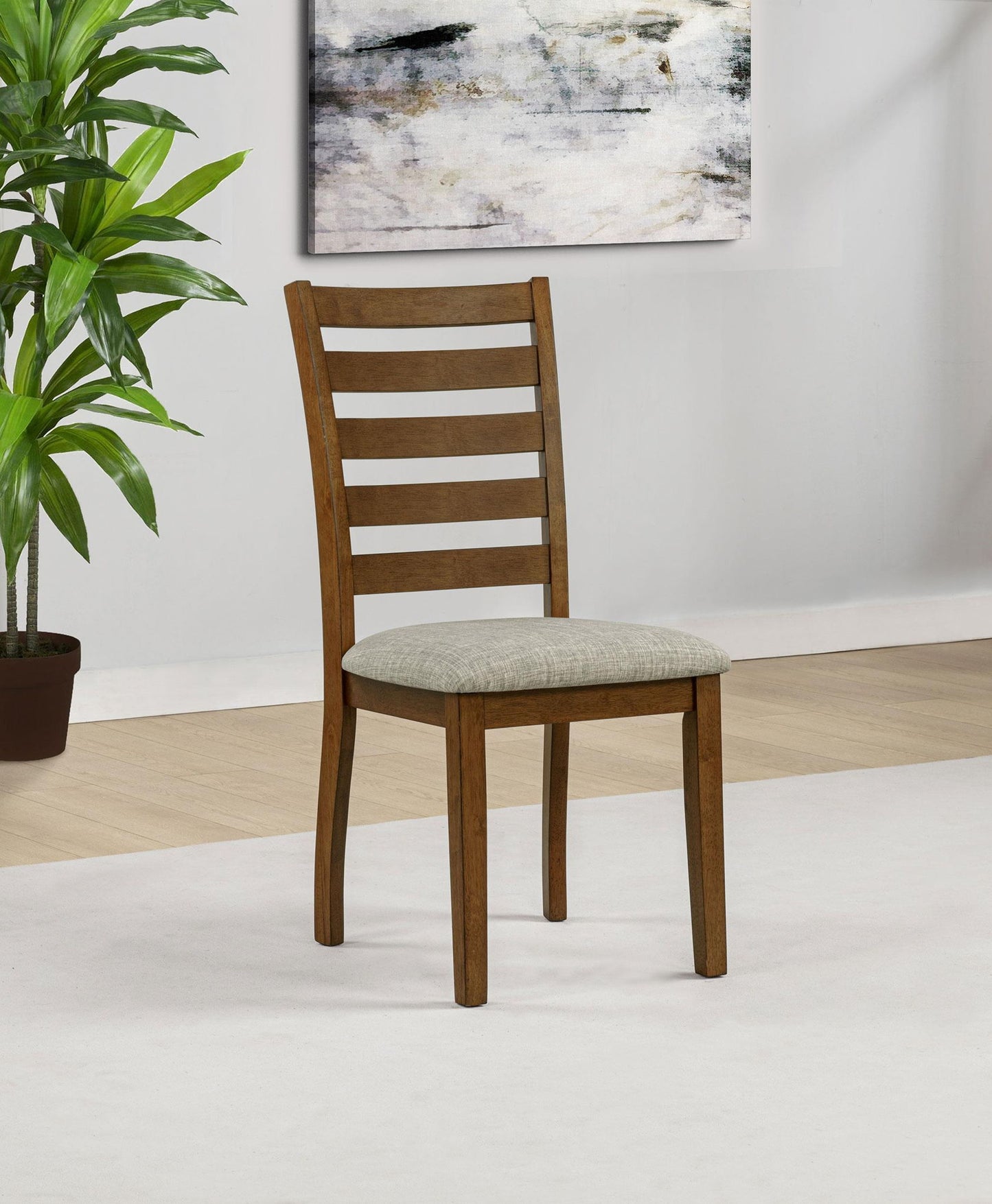 Atwood Wood Dining Side Chair Upholstered Seat Warm Brown