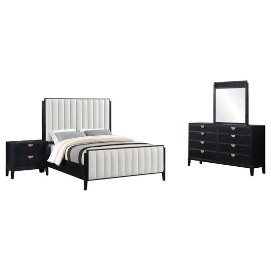 Brookmead 4-piece Upholstered Cal King Bedroom Set Black