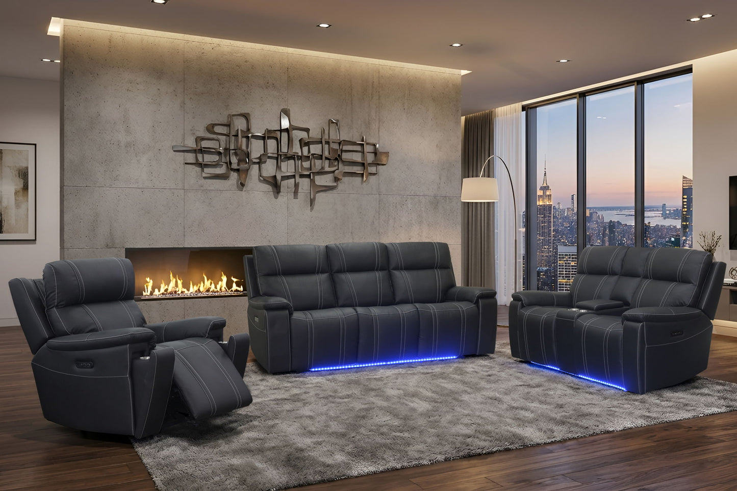 Hartley - Reclining Sofa With Power Footrest - Black