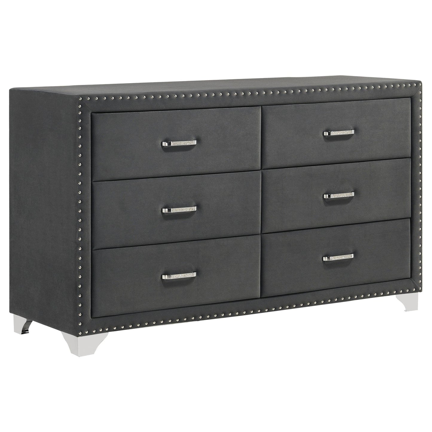 Melody 6-drawer Upholstered Dresser Grey