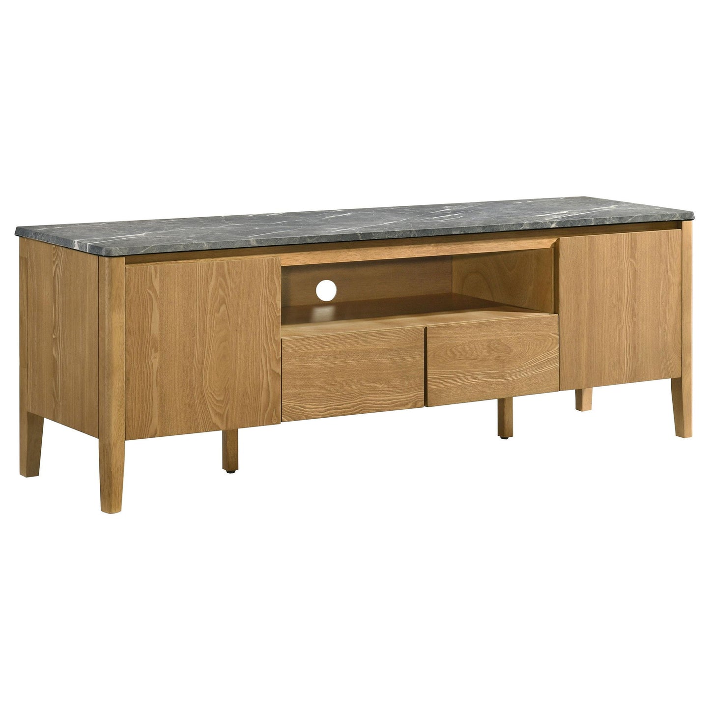 Bradley 63-inch 2-Door SmartTop TV Stand Grey and Natural