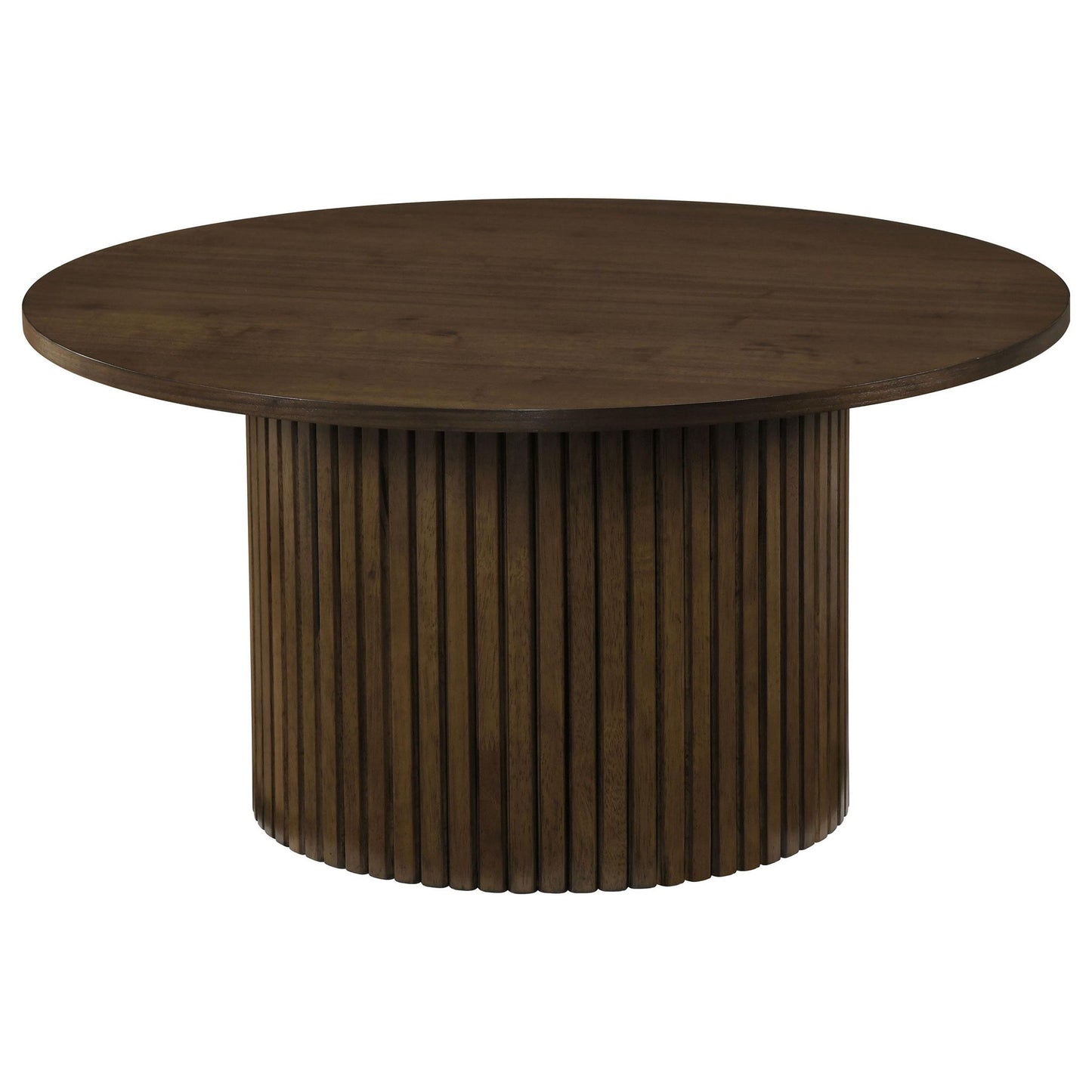 Hamlyn Round Fluted Occasional Cocktail Coffee Table Walnut