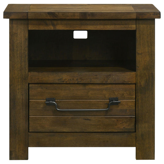 Doherty 1-drawer Nightstand Bedside Table Rustic Brown