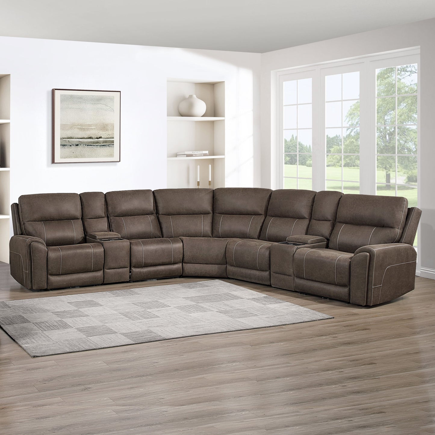 Gaia - 7 Piece P2 Power Sectional - Brown