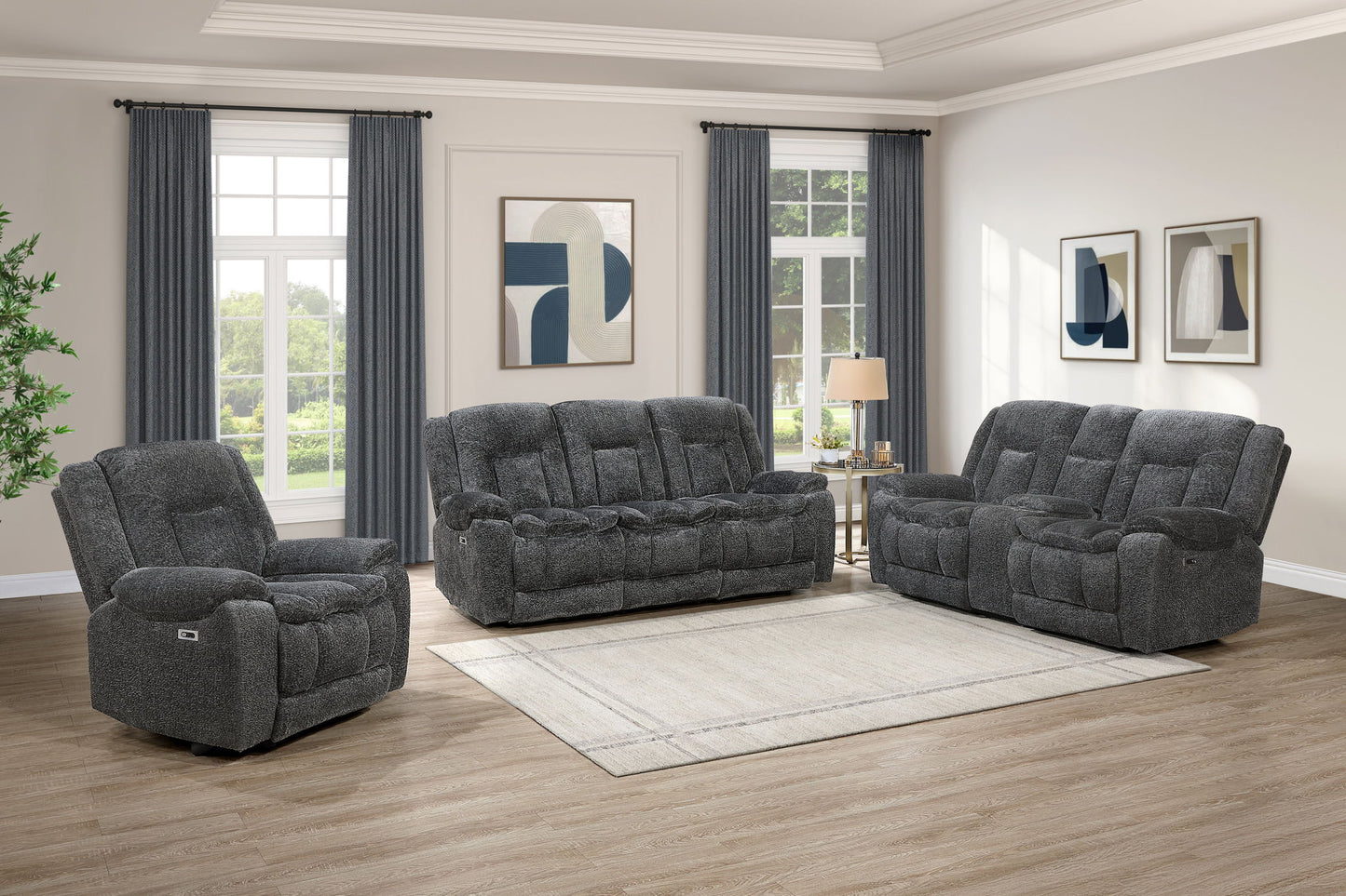 Stanwick - Reclining Console Loveseat With Power Footrest - Gray