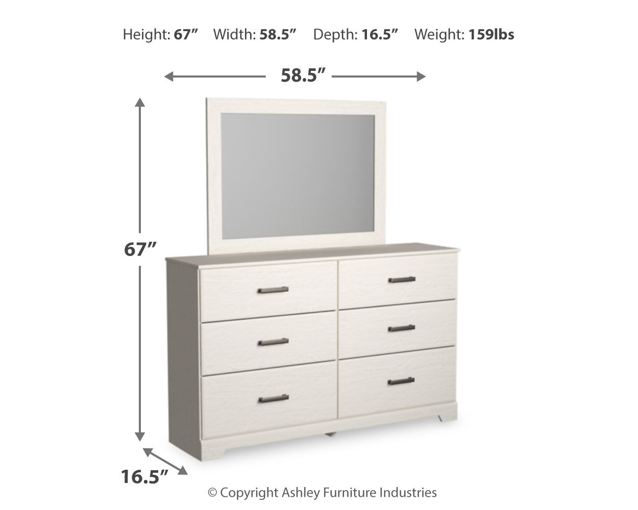 Stelsie - Dresser, Mirror - White