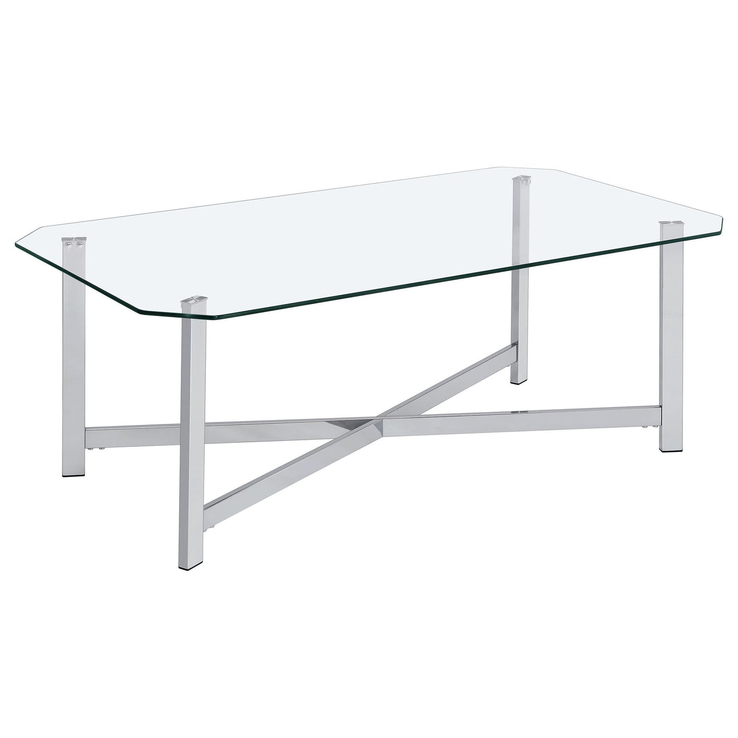 Cronin Rectangular Tempered Glass Top Cocktail Coffee Table Chrome