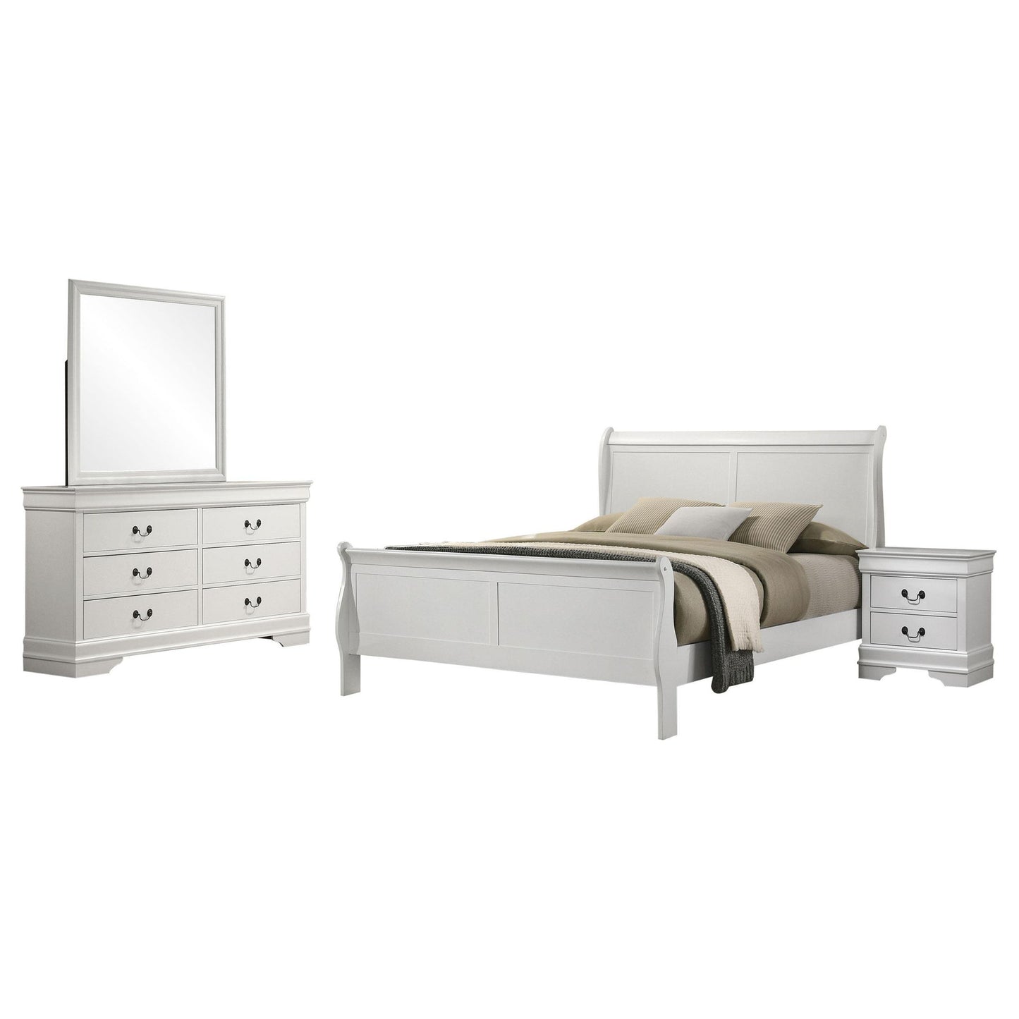 Louis Philippe 4-piece Full Bedroom Set White