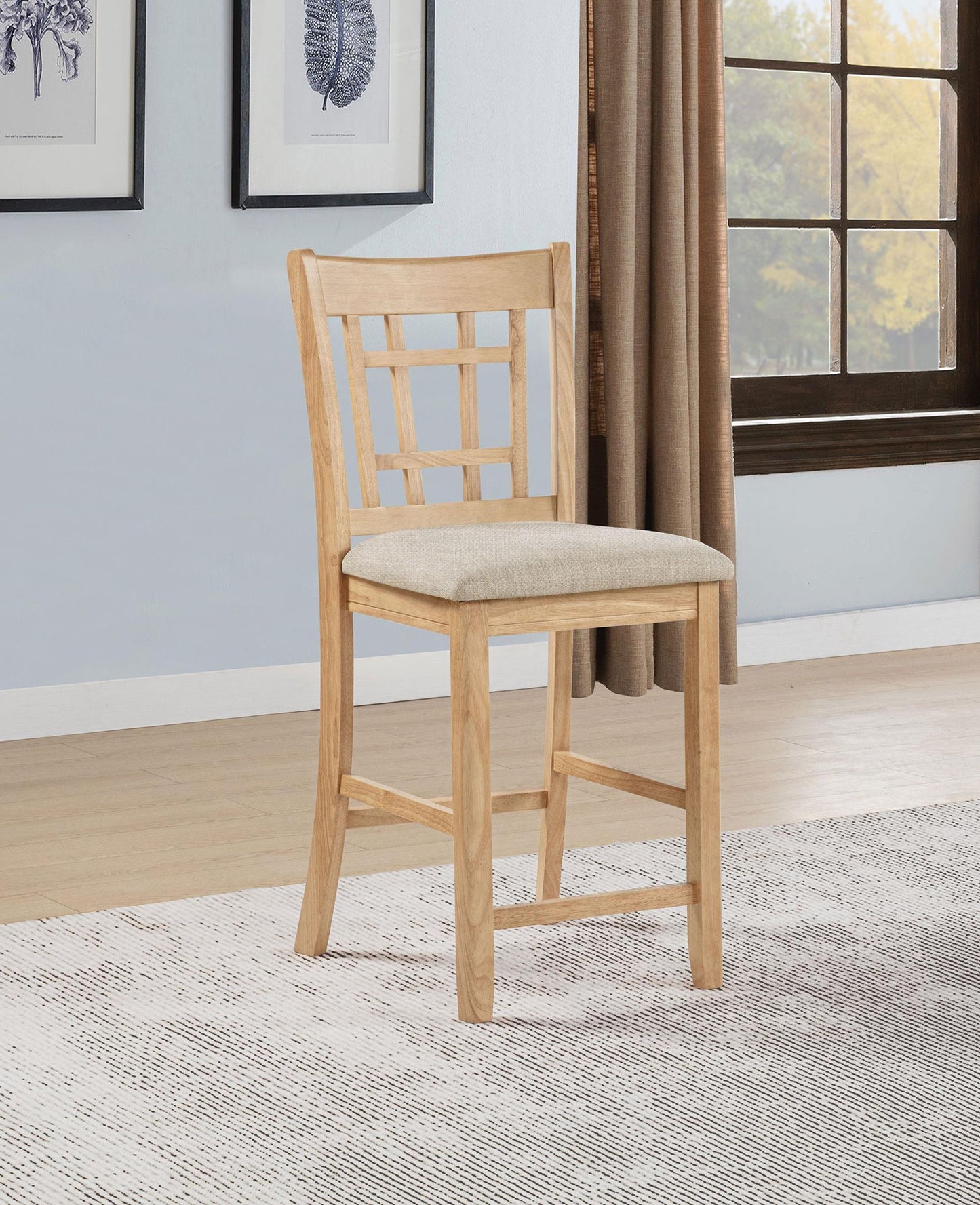 Lavon Wood Counter Height Dining Chair Linen and Light Oak (Set of 2)